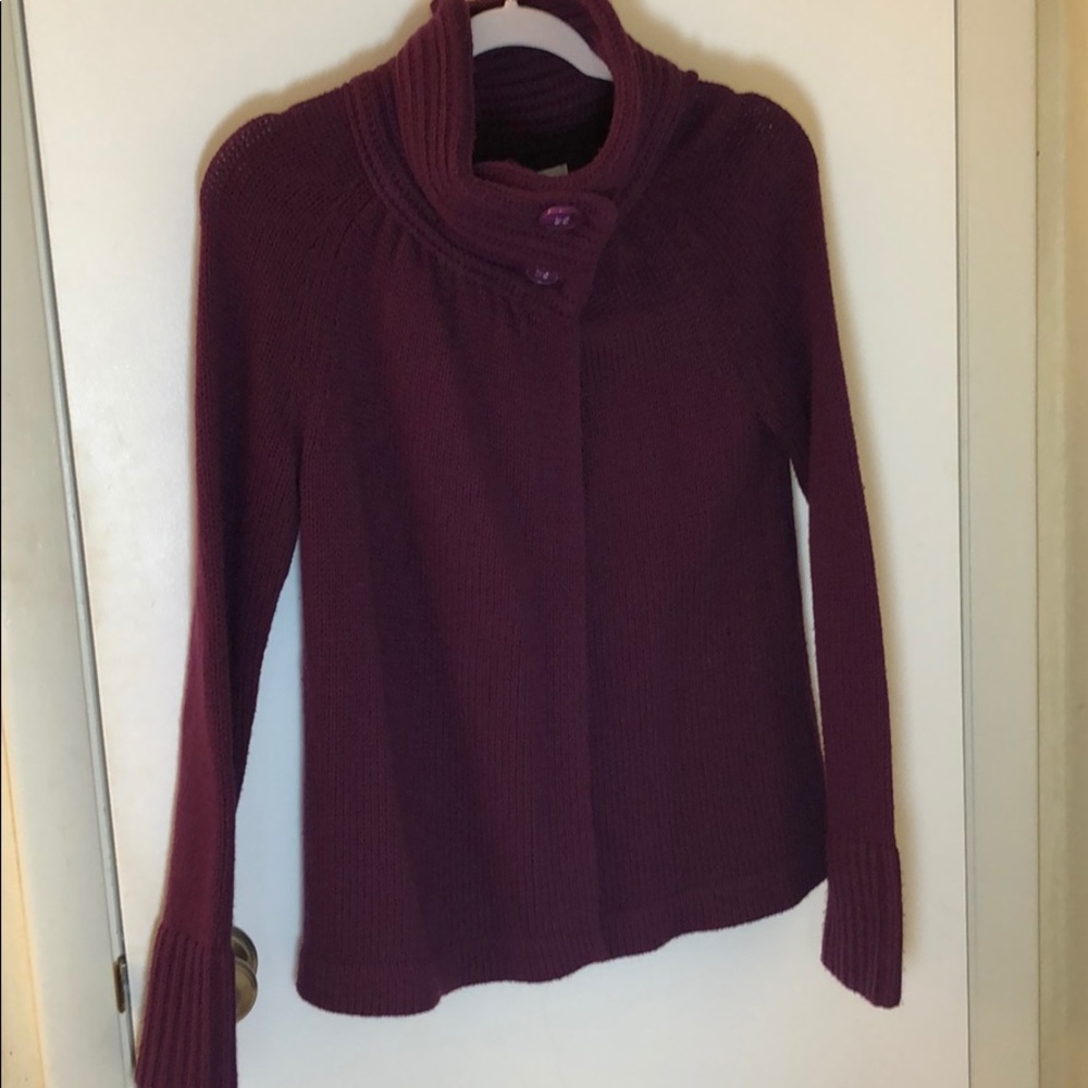 Purple knit cardigan sweater